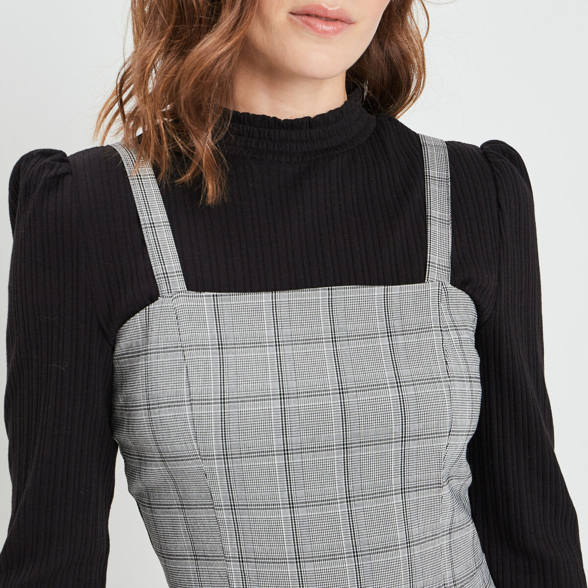 Robe ajustée bretelles larges gris femme