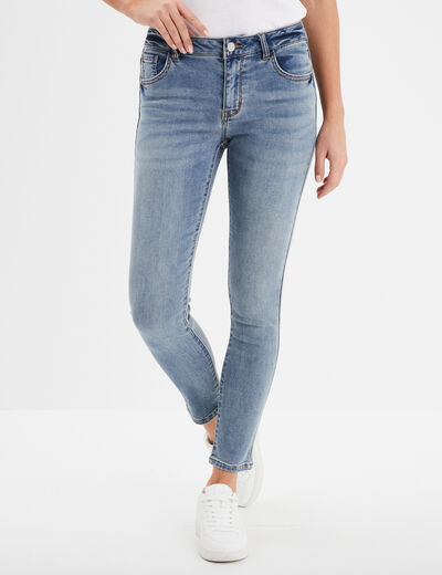 Jean stretch slim 7/8 ème denim double stone femme