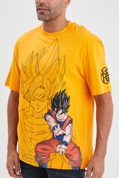 T-shirt col rond coton Dragon Ball Z orange foncé homme