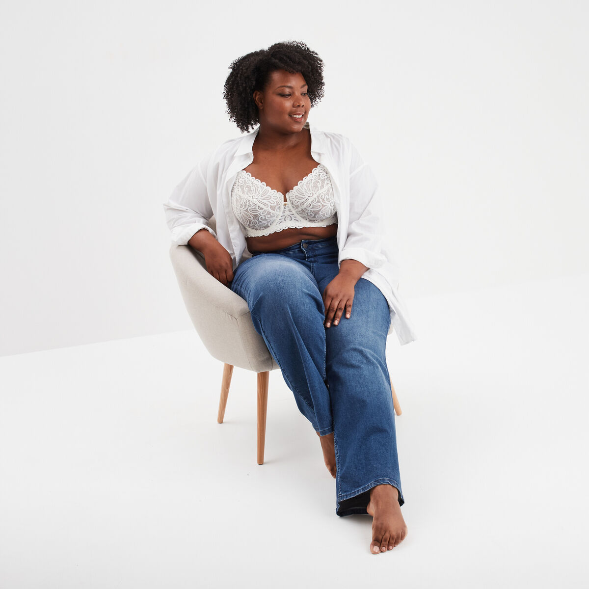 Soutien-gorge emboîtant dentelle blanc femme grande taille