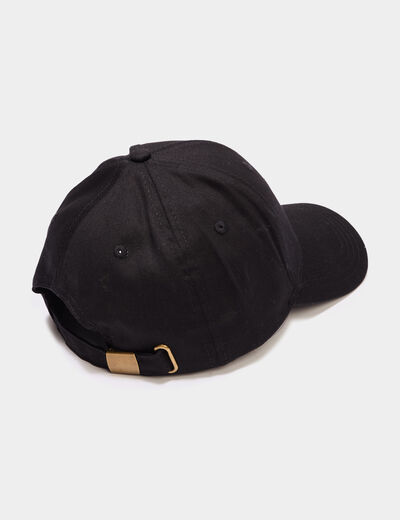 Casquette brod&eacute;e coton noir femme