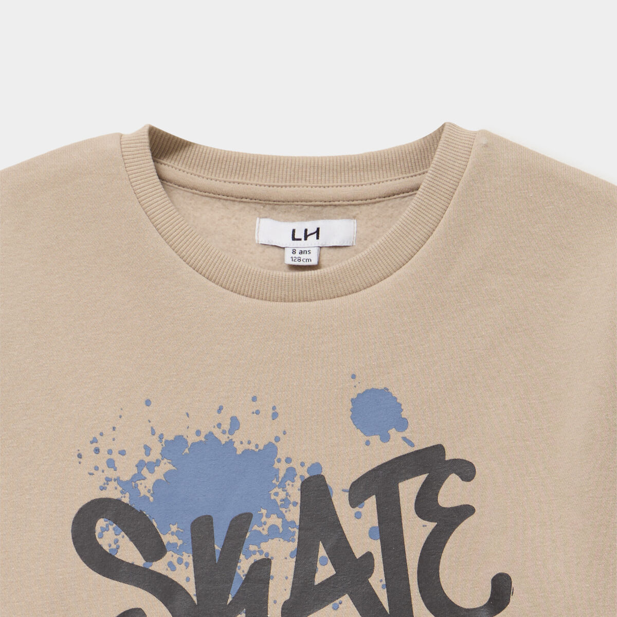 Sweat col rond oversize manches longues gris fonc&eacute; gar&ccedil;on