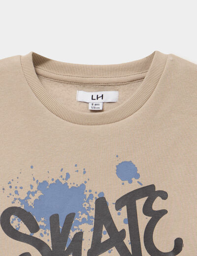 Sweat col rond oversize manches longues gris fonc&eacute; gar&ccedil;on