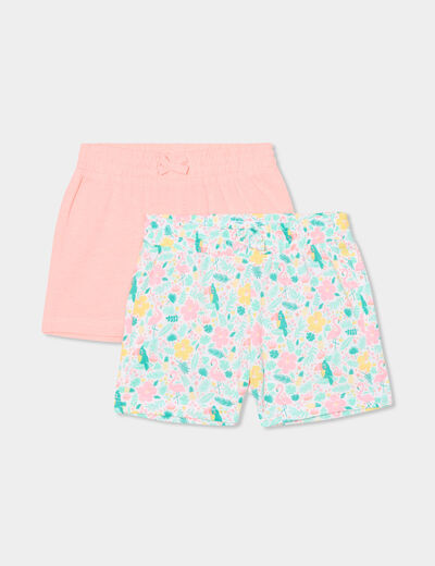 Lot 2 shorts taille élastiquée blanc bébé fille