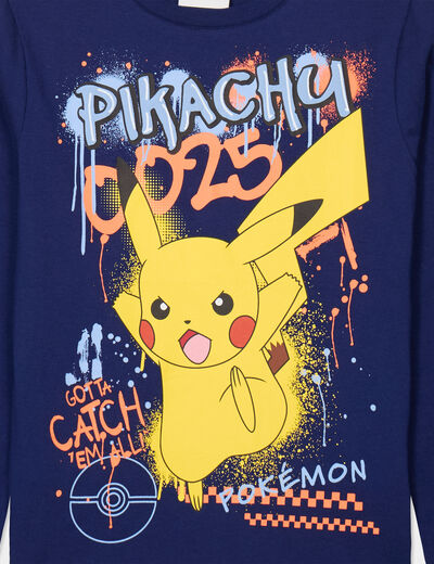 T-shirt manches longues Pokémon Pikachu bleu marine garçon