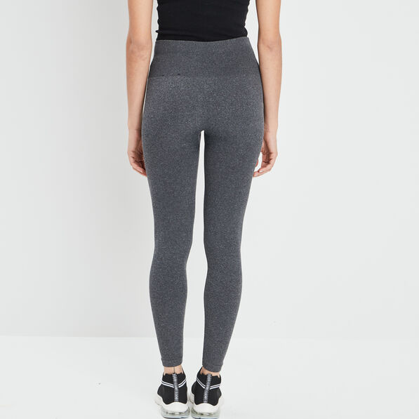 Legging taille haute côtelé gris foncé femme
