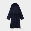 Peignoir long effet velours bleu fonc&eacute; homme