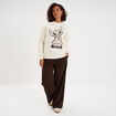 Sweat col rond manches longues Stitch ivoire femme