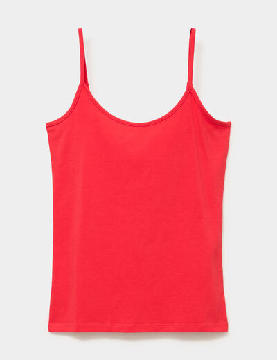 D&eacute;bardeur coton bretelles r&eacute;glables rouge femme