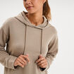 Sweat hoodie manches longues &agrave; capuche taupe femme