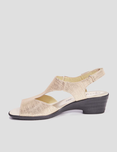 Sandales &agrave; talons pied large en cuir sable femme