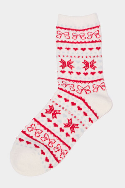 Lot 2 paires chaussettes de No&euml;l rouge femme