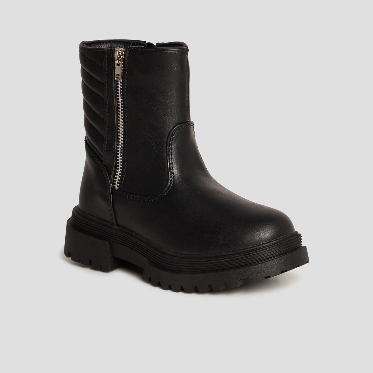 Bottines motardes détails zippés noir fille