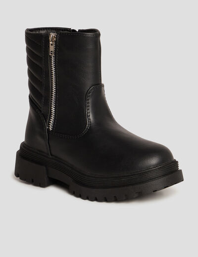 Bottines motardes détails zippés noir fille
