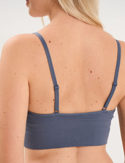 Brassi&egrave;re c&ocirc;tel&eacute;e padd&eacute;e sans armature bleu gris femme
