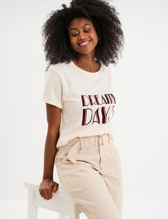 T-shirt manches courtes coton blanc femme