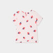 T-shirt col rond manches courtes coton rose clair bébé fille