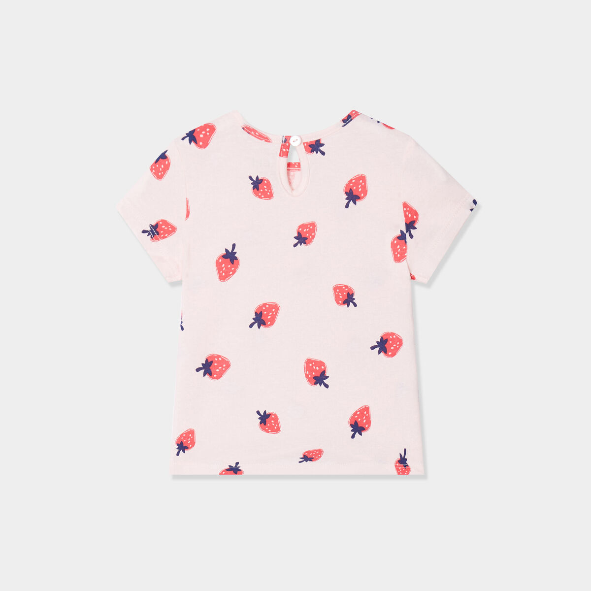 T-shirt col rond manches courtes coton rose clair bébé fille