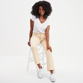 Jeans mom taille haute 7/8ème Creeks jaune clair femme
