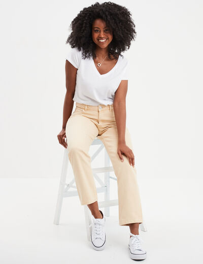 Jeans mom taille haute 7/8ème Creeks jaune clair femme