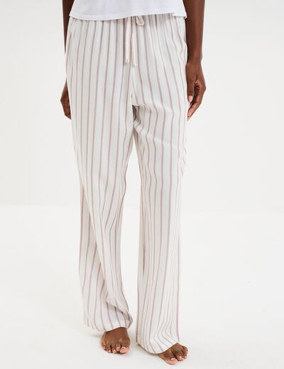Pantalon de pyjama fluide ecru femme