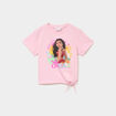 T-shirt nou&eacute; col rond coton Vaiana rose fille