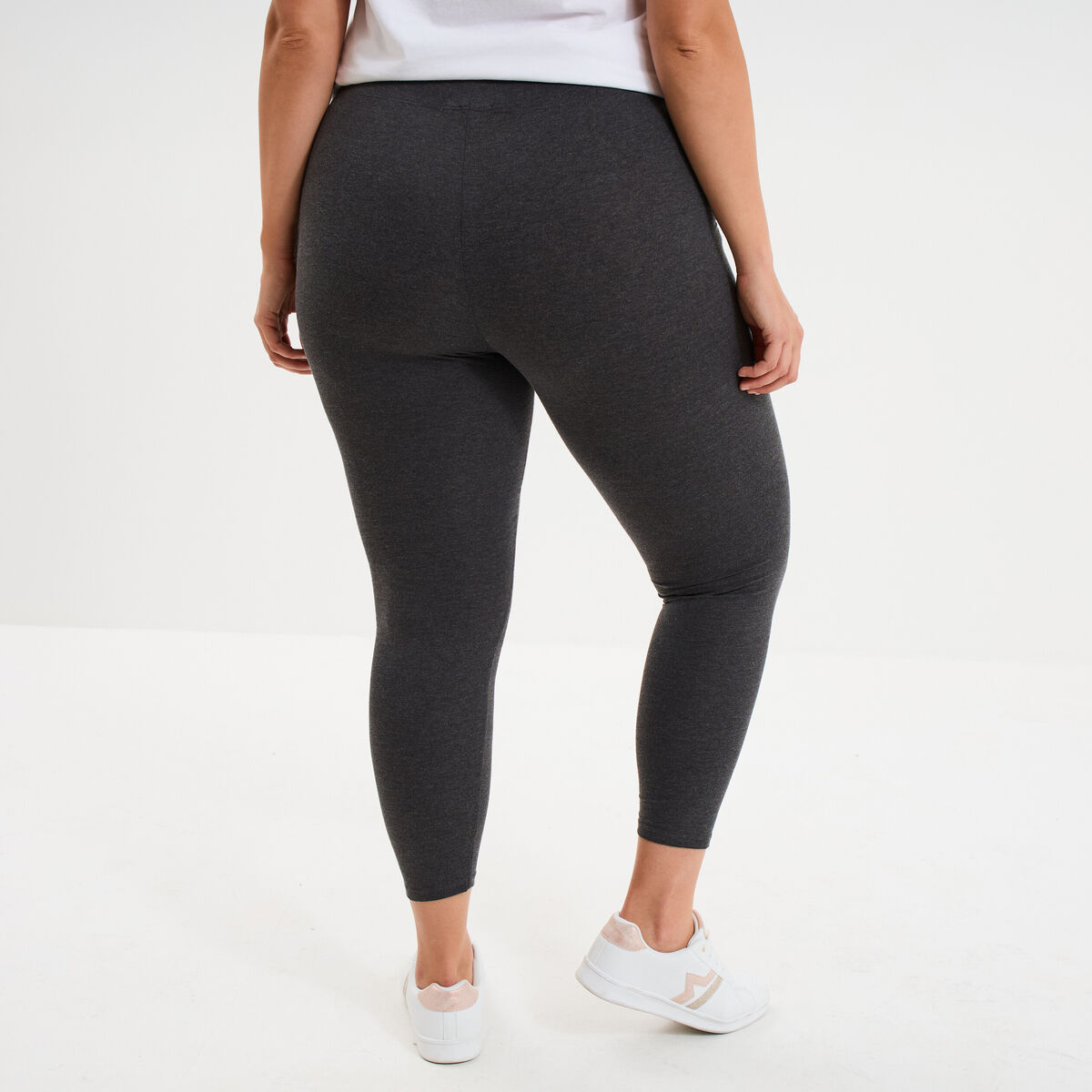 Legging avec taille &eacute;lastiqu&eacute;e gris fonc&eacute; femme grande taille