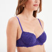 Soutien-gorge corbeille micro dentelle violet foncé femme