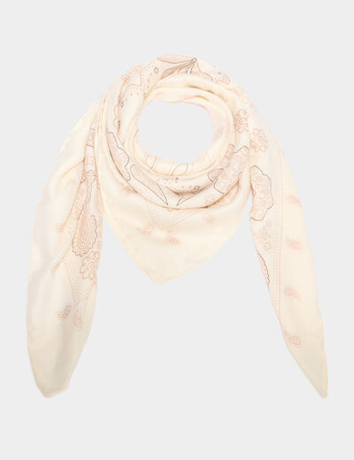 Foulard carr&eacute; ivoire femme