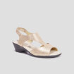 Sandales &agrave; talons pied large en cuir sable femme