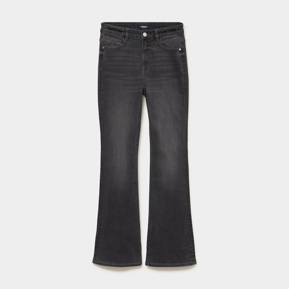 Jeans flare 5 poches denim gris femme
