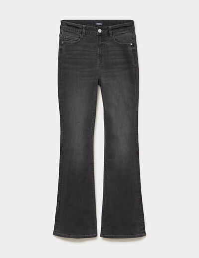 Jeans flare 5 poches denim gris femme