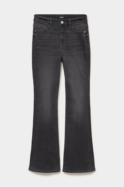 Jeans flare 5 poches denim gris femme