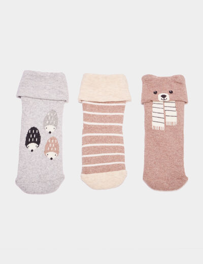 Lot 3 paires chaussettes coton sable bébé garçon