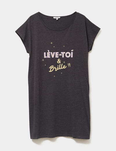 Chemise de nuit manches courtes gris foncé femme grande taille