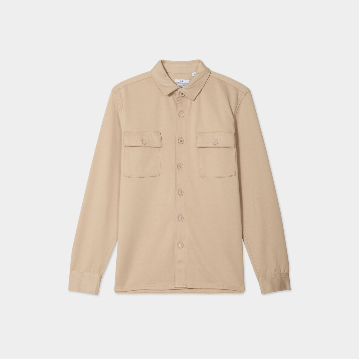 Surchemise manches longues 2 poches beige homme
