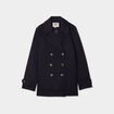 Manteau caban double boutonnage bleu marine femme