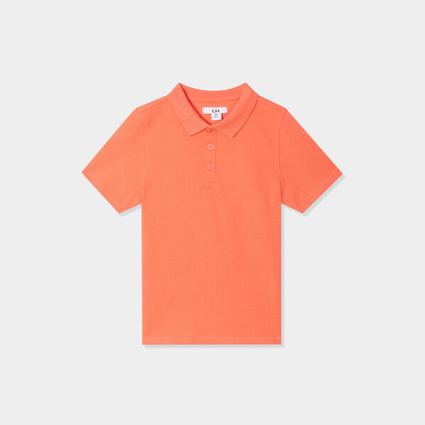 Polo manches courtes à détail brodé rouge corail garçon