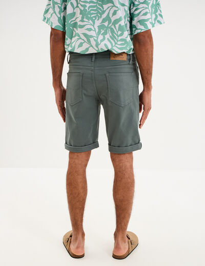 Bermuda en jean straight 5 poches vert kaki homme