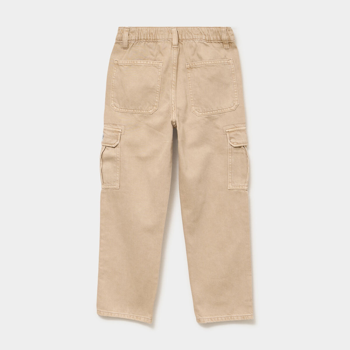 Pantalon cargo taille &eacute;lastiqu&eacute;e stretch beige gar&ccedil;on