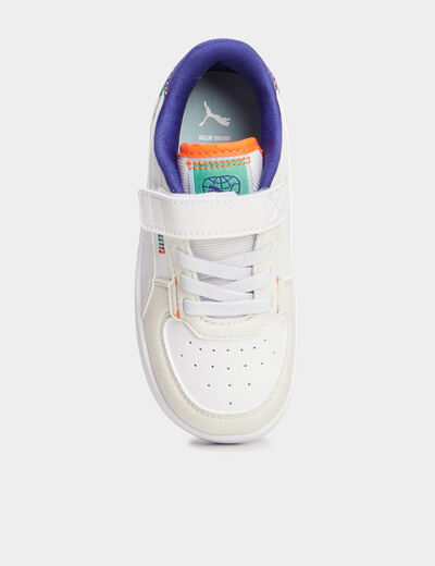 Tennis basses à scratchs Puma Caven blanc garçon