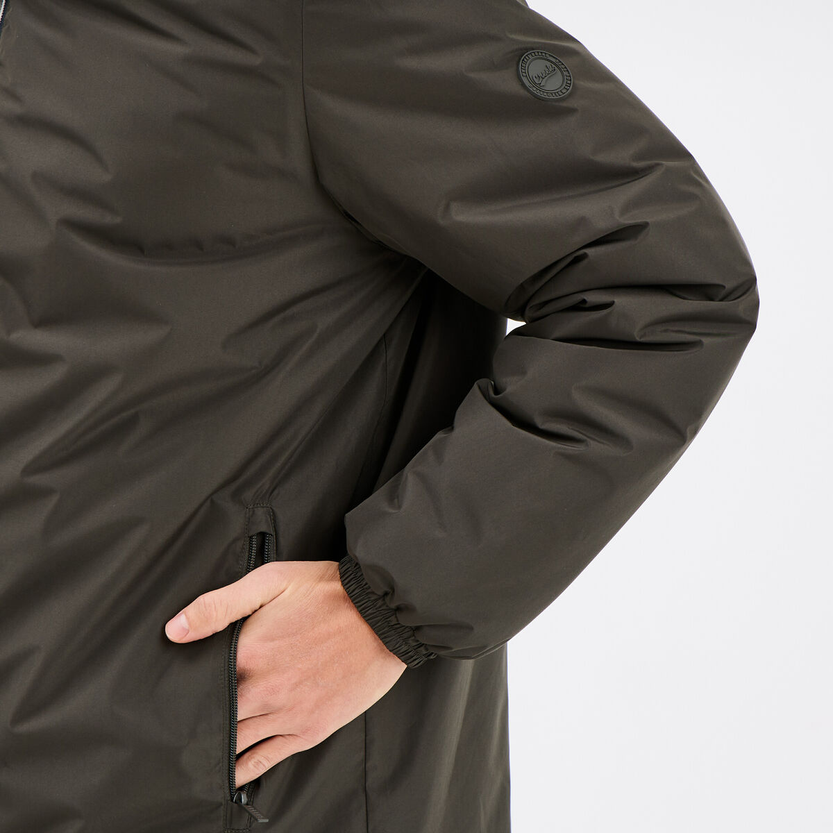 Parka d&eacute;perlante doubl&eacute;e &agrave; capuche vert kaki homme