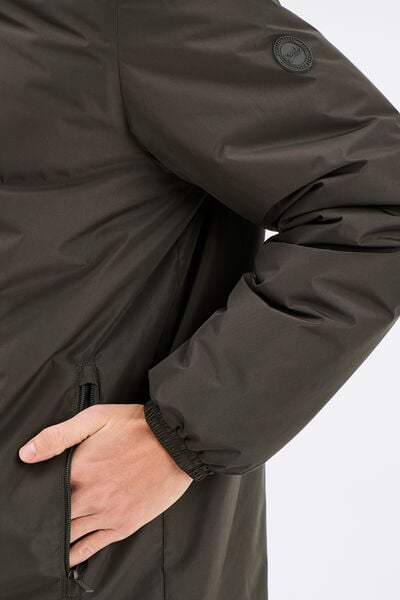 Parka d&eacute;perlante doubl&eacute;e &agrave; capuche vert kaki homme