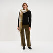 Pantalon &agrave; pont velours 7/8&egrave;me vert kaki femme