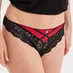 String avec micro dentelle rouge femme