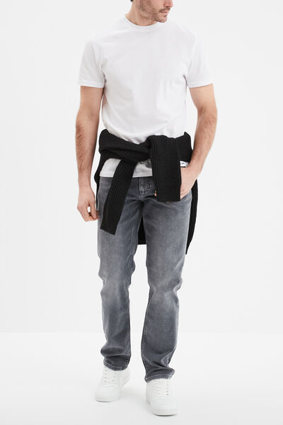 Jean stretch coupe regular denim gris homme