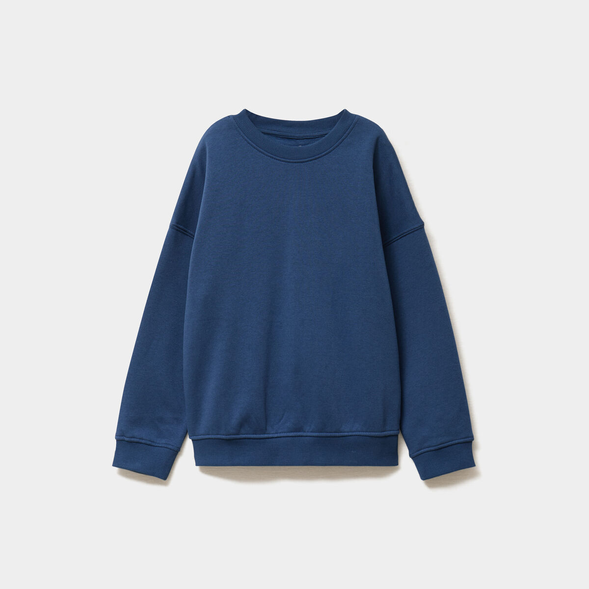 Sweat oversize manches longues col rond bleu fonc&eacute; gar&ccedil;on