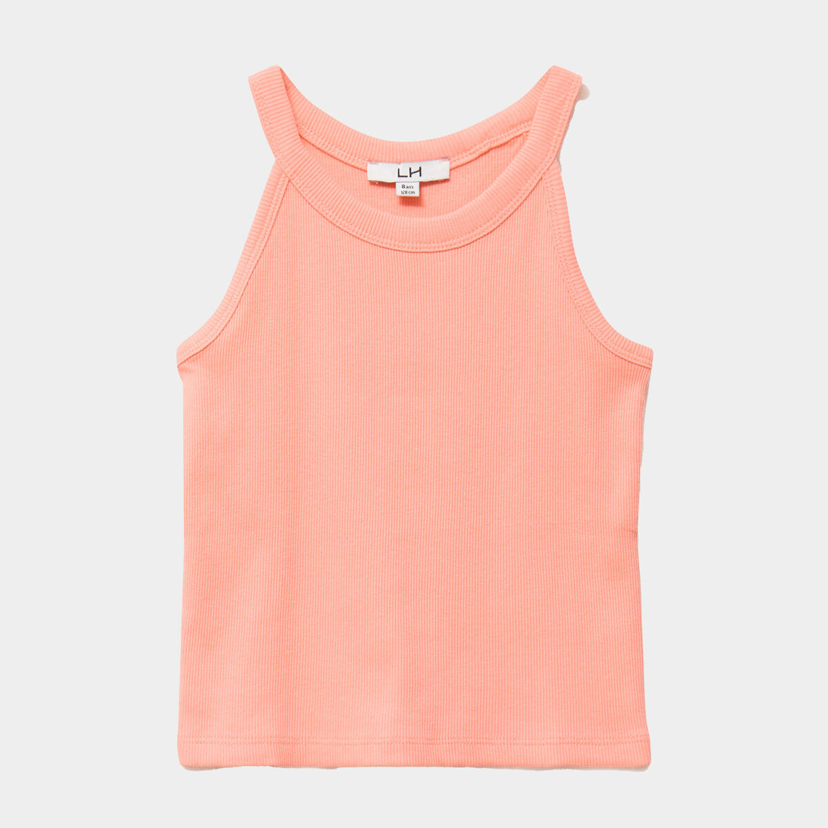 D&eacute;bardeur c&ocirc;tel&eacute; col rond coton orange corail fille
