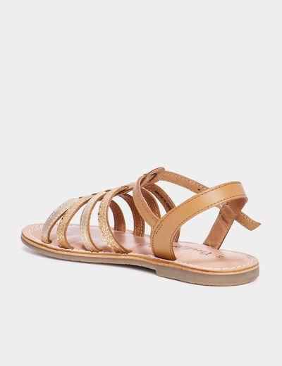 Sandales plates à brides en cuir Creeks camel fille