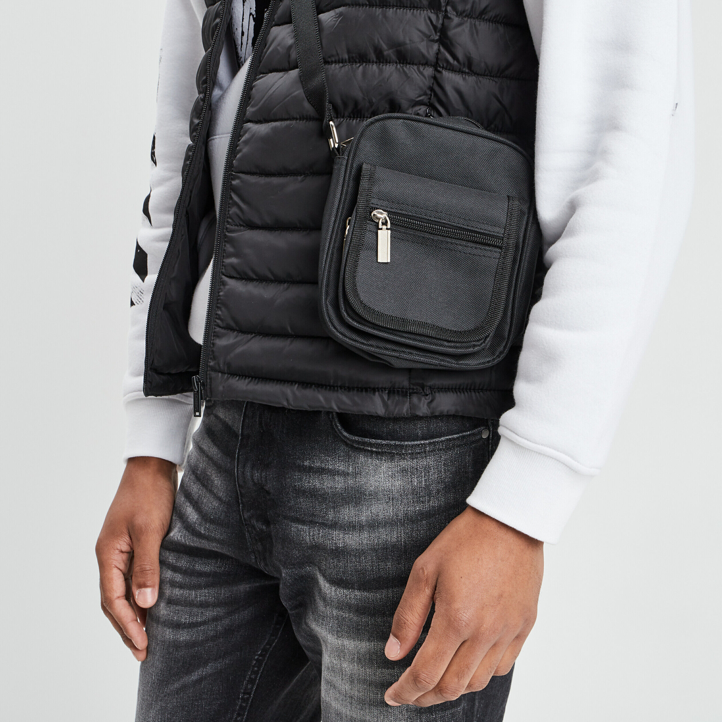Sac à bandoulière avec poches noir homme LH